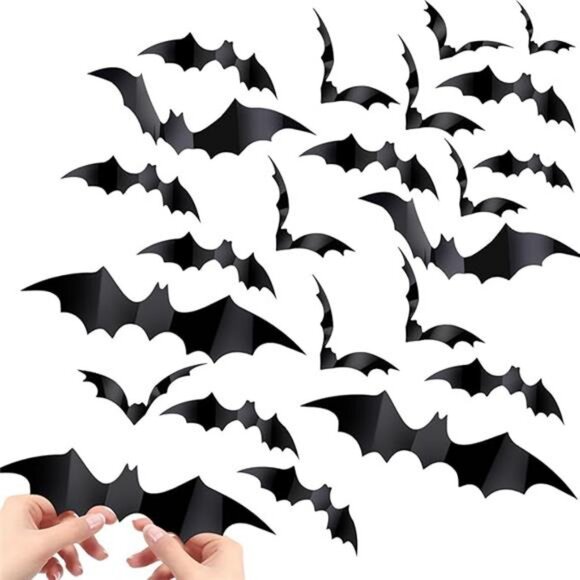 60PCS Bat Decor, Halloween Room Decor, 4 Different Sizes Realistic Waterproof - Picture 7 of 7